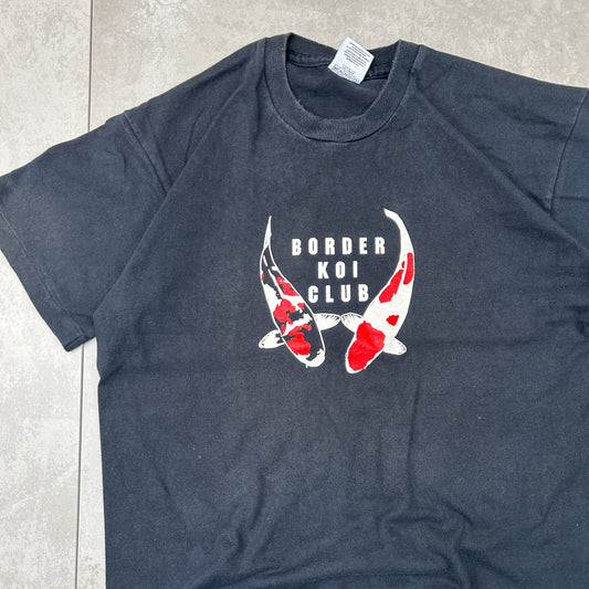 Vintage 90s Single Stitch Koi Fish Black Graphic T-Shirt - M