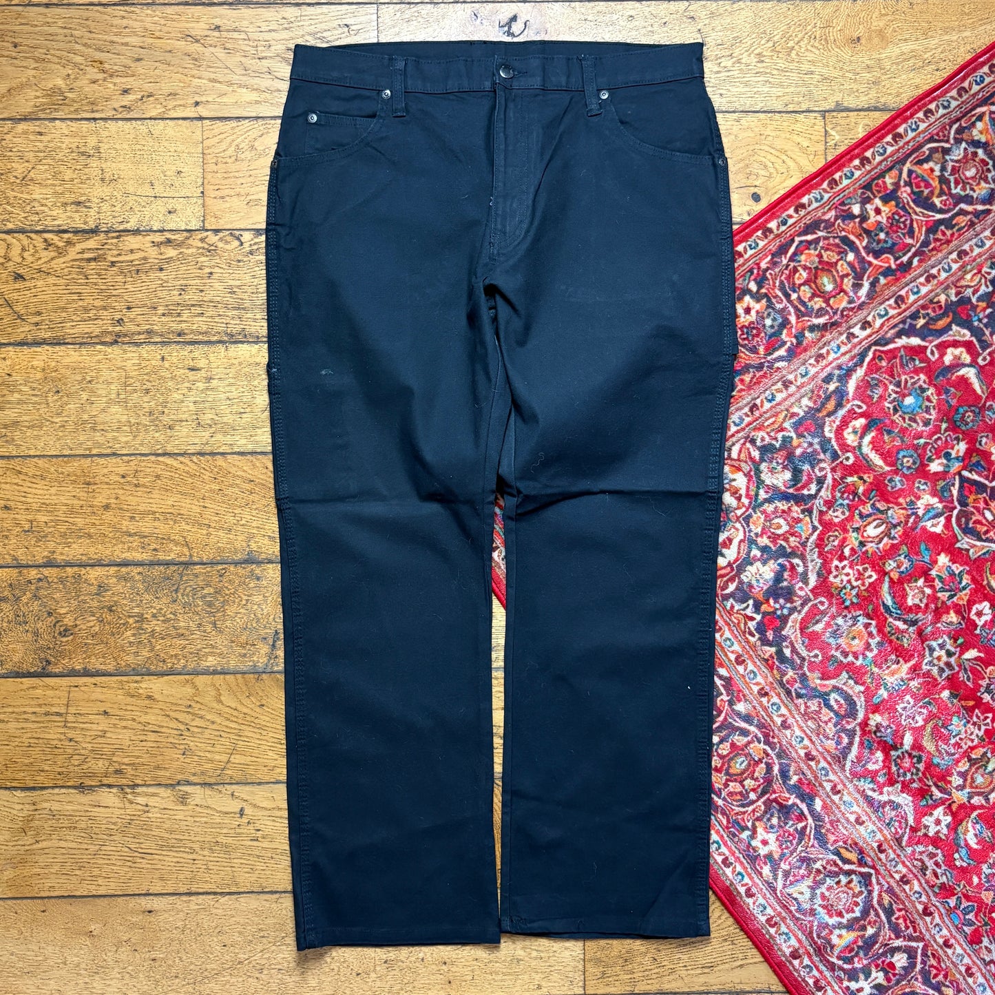 Vintage Dickies Workwear Carpenter Black Baggy Trousers - 36R