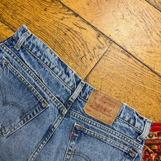 Vintage Levis 550 Blue Denim Shorts - Size 12/14