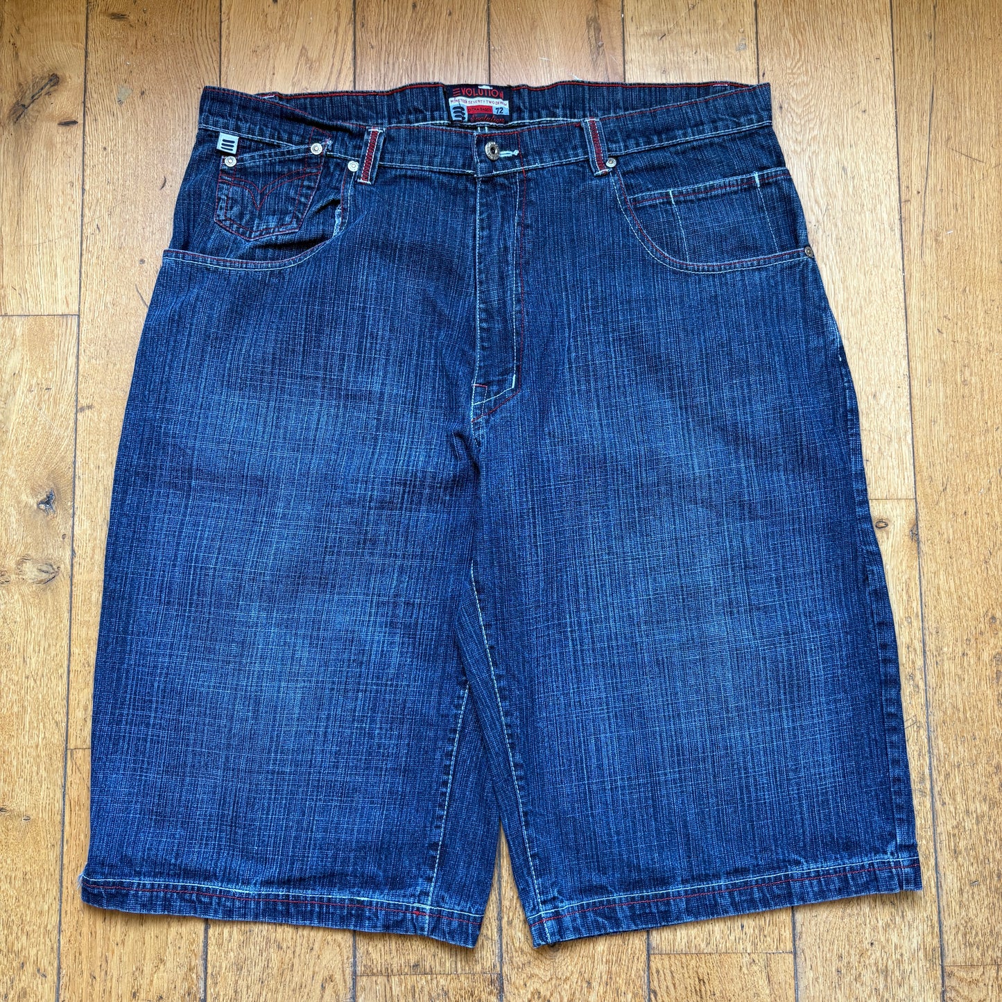 Vintage Embroidered Blue Hip Hop Baggy Shorts Jorts - 42