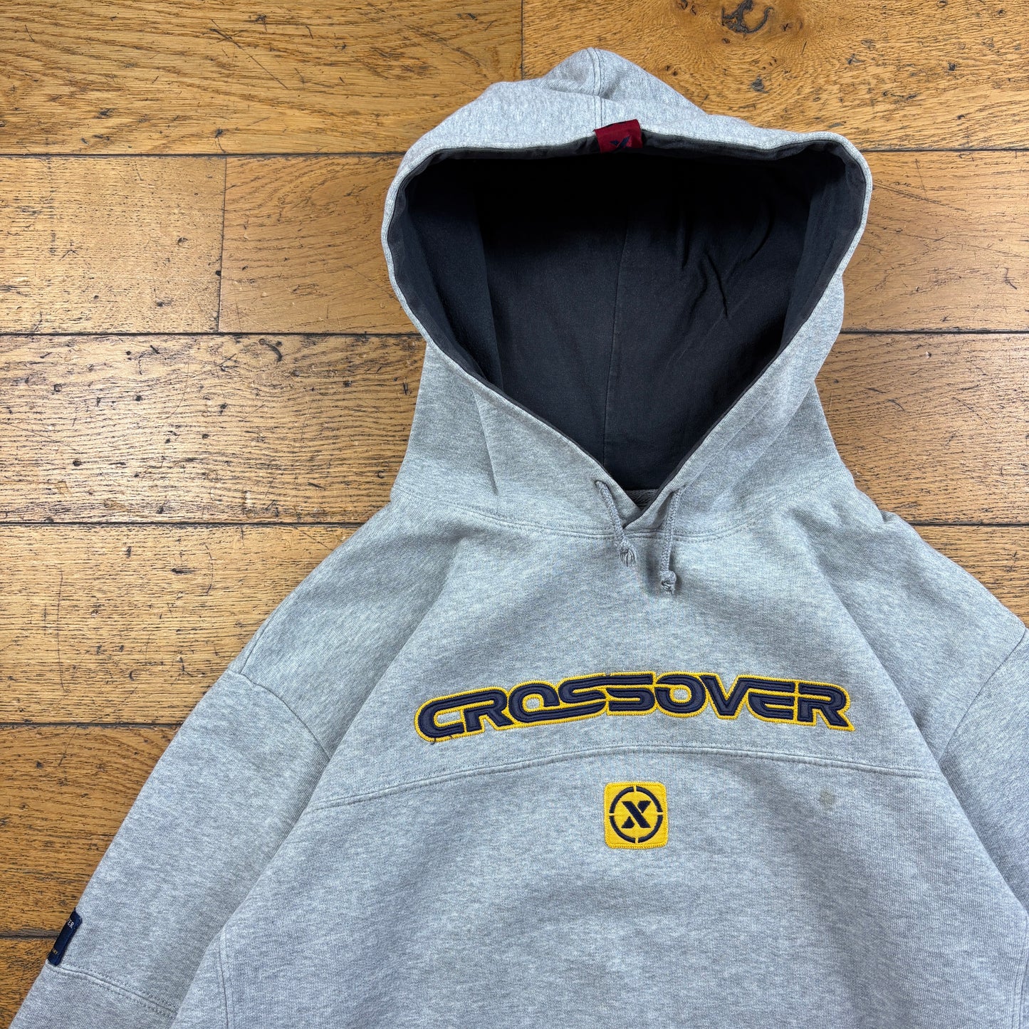 Vintage Crossover Embroidered Grey Hoodie Sweatshirt - M