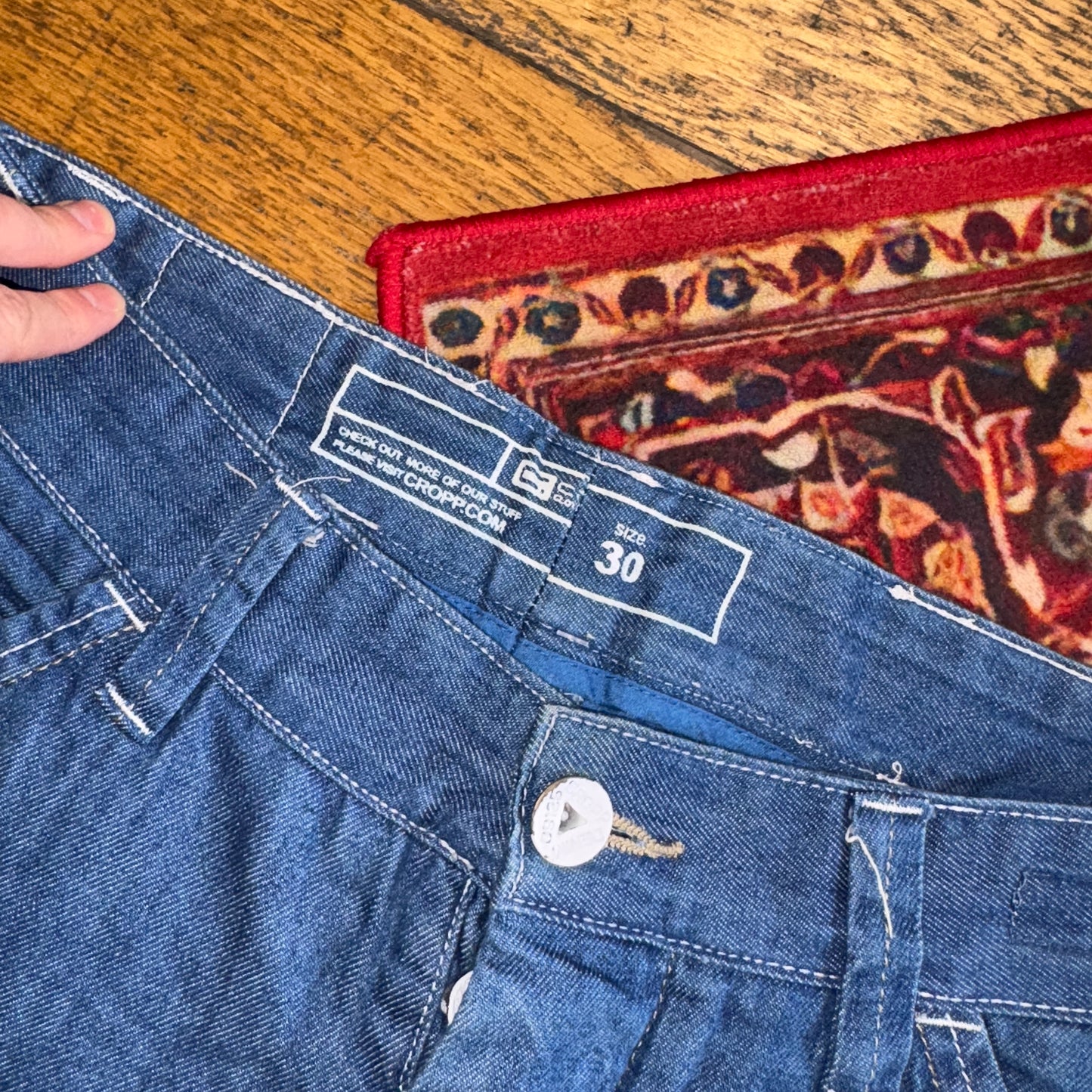 Vintage Blue Double Knee Denim Slim Shorts - 32