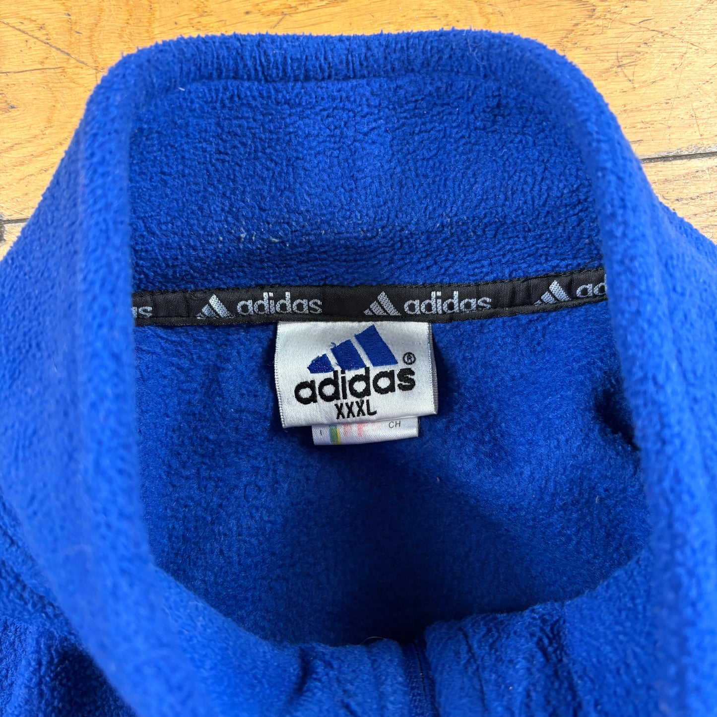Vintage Adidas Blue Embroidered Fleece Sweatshirt - XL
