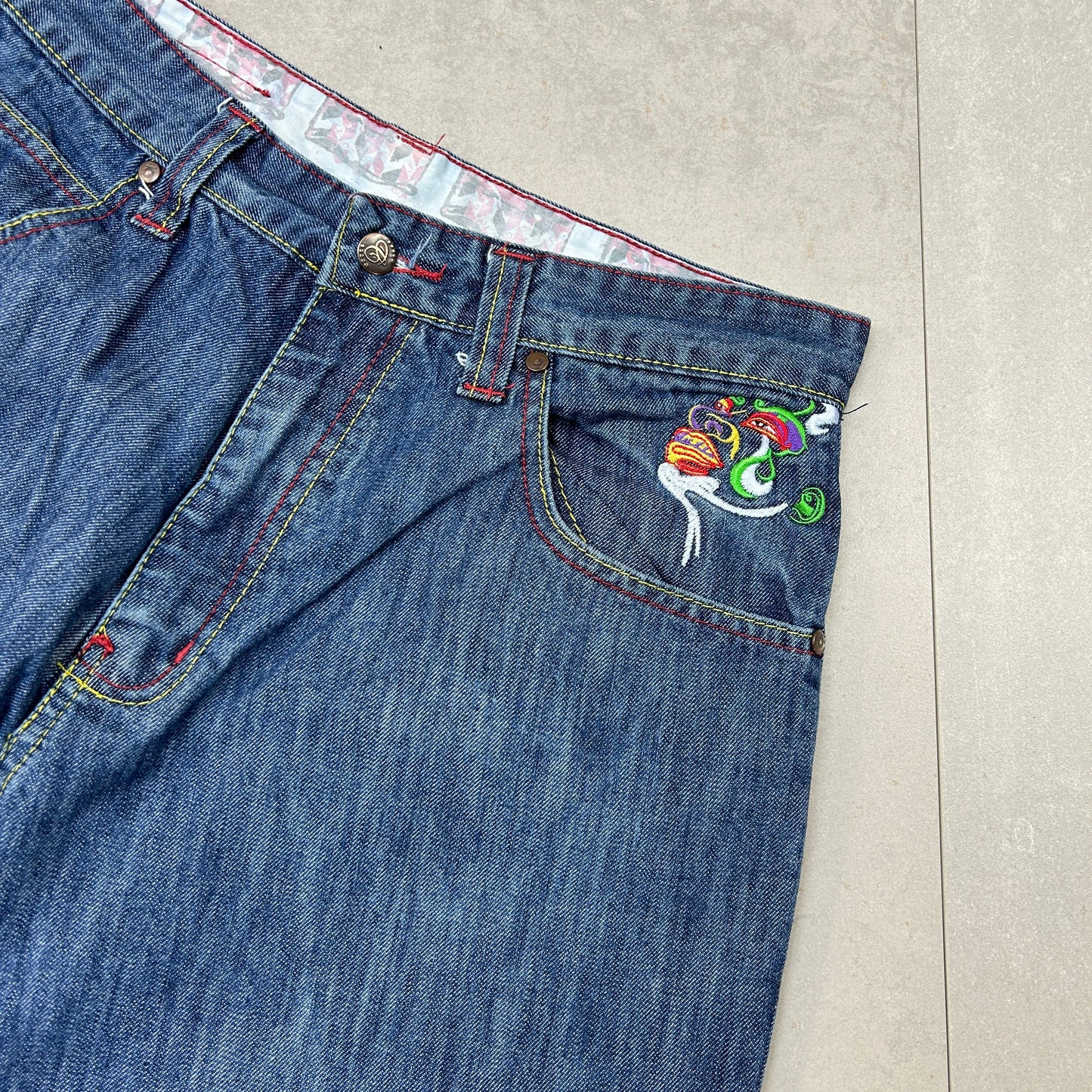 Vintage Coogi Embroidered Hip Hop Baggy Blue Shorts Jorts - 34