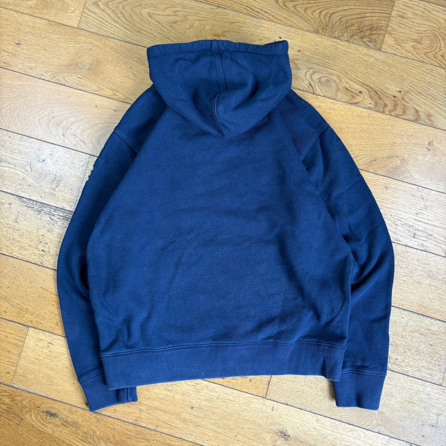 Vintage Drunknmunky Navy Embroidered Hoodie Boxy Sweatshirt - L