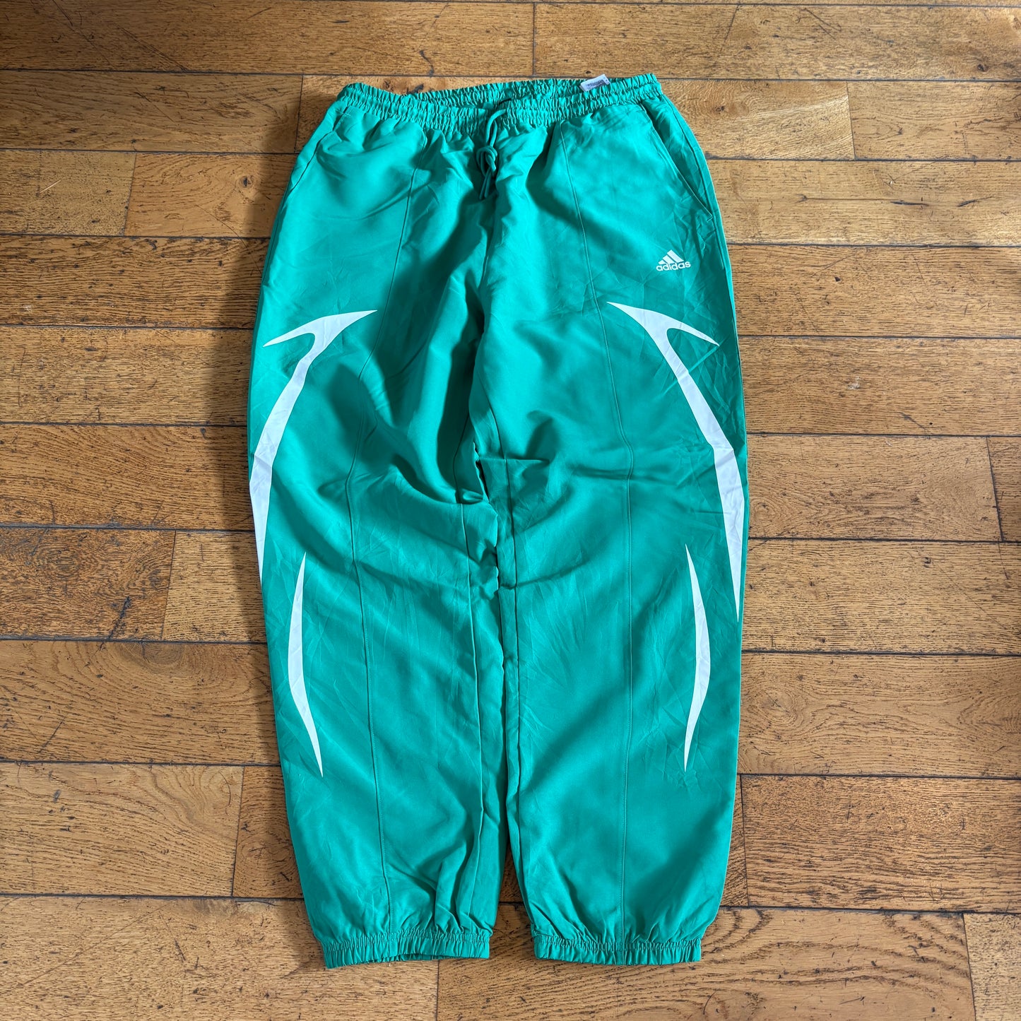 Vintage Adidas Green Baggy Tracksuit Sweatpants Track Pants Bottoms - L