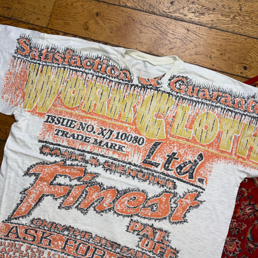 Vintage 90s Grey All Over Print Graphic T-Shirt - 2XL