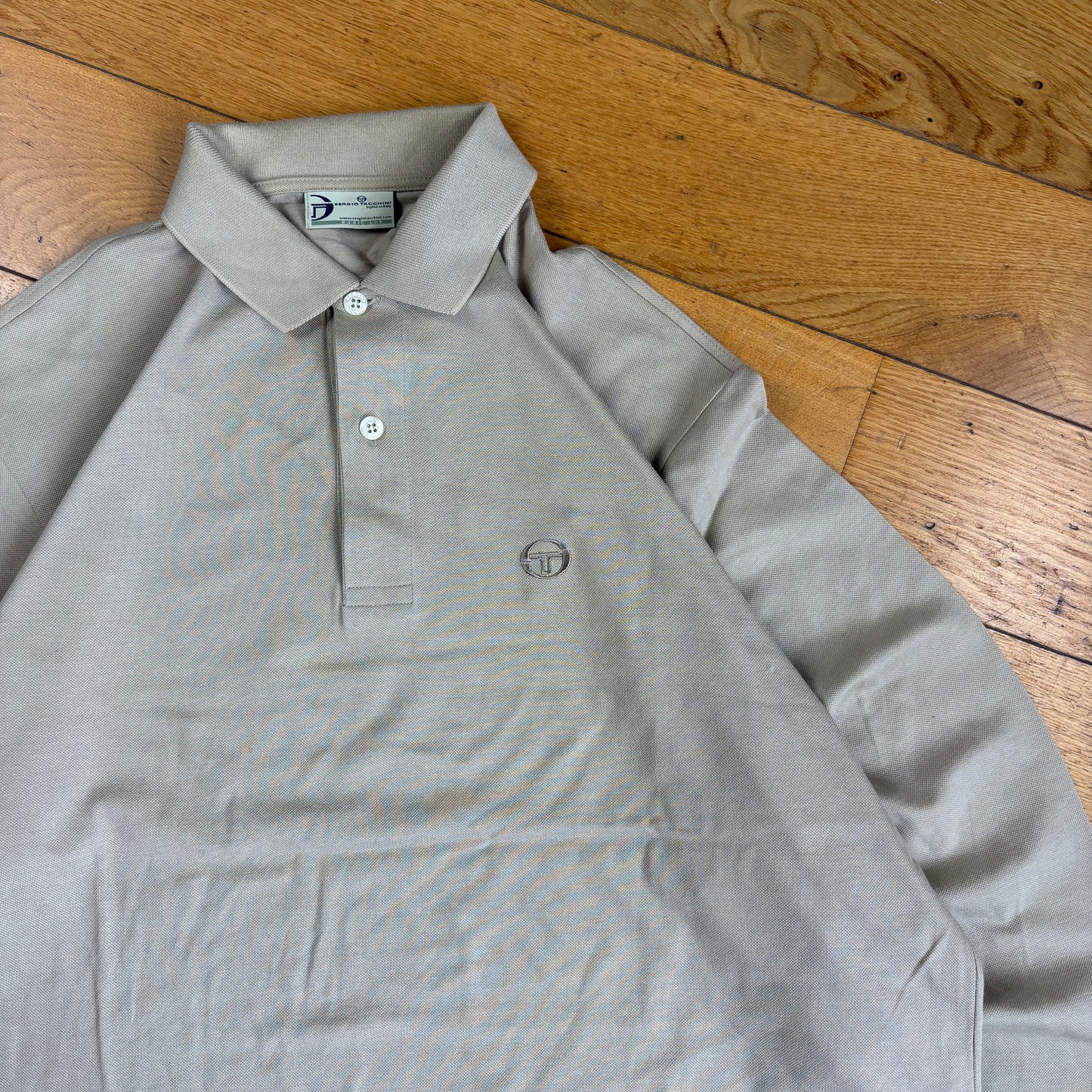 Vintage Sergio Tacchini Cream Embroidered Rugby Polo Shirt - XL