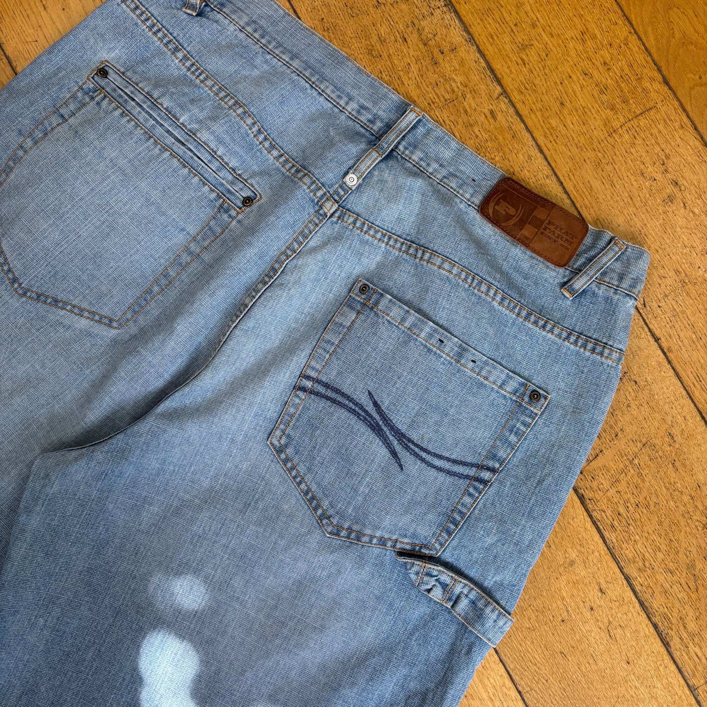 Vintage Phat Farm Embroidered Hip Hop Blue Baggy Shorts Jorts - 40