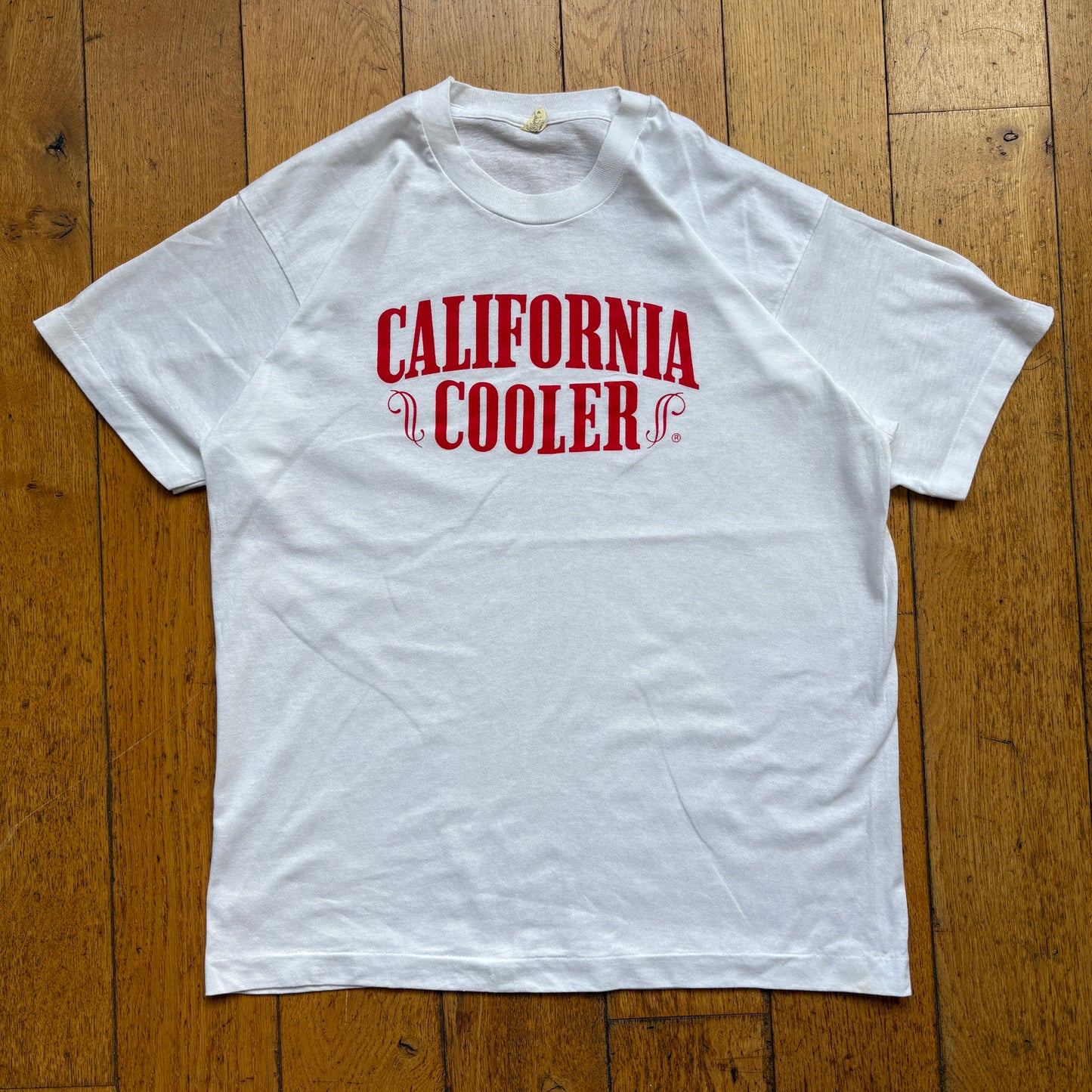 Vintage 1987 California Cooler Single Stitch White Graphic T-Shirt - S