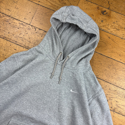 Vintage Nike Grey Swoosh Embroidered Hoodie Sweatshirt - XXL