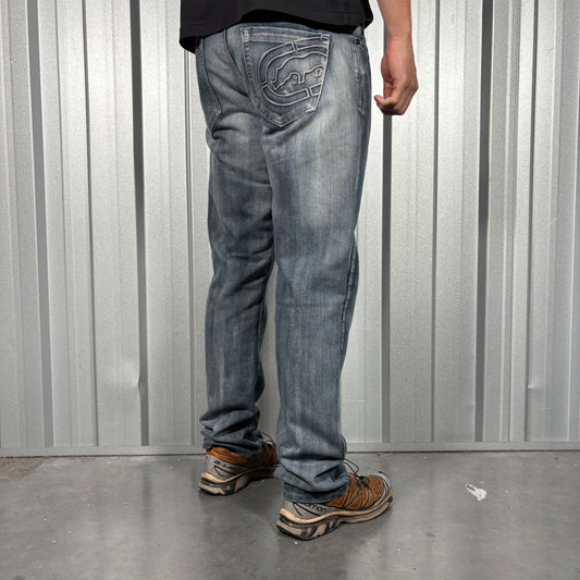 Ecko Unltd Blue Y2K Hip Hop Embroidered Straight Jeans - 36R