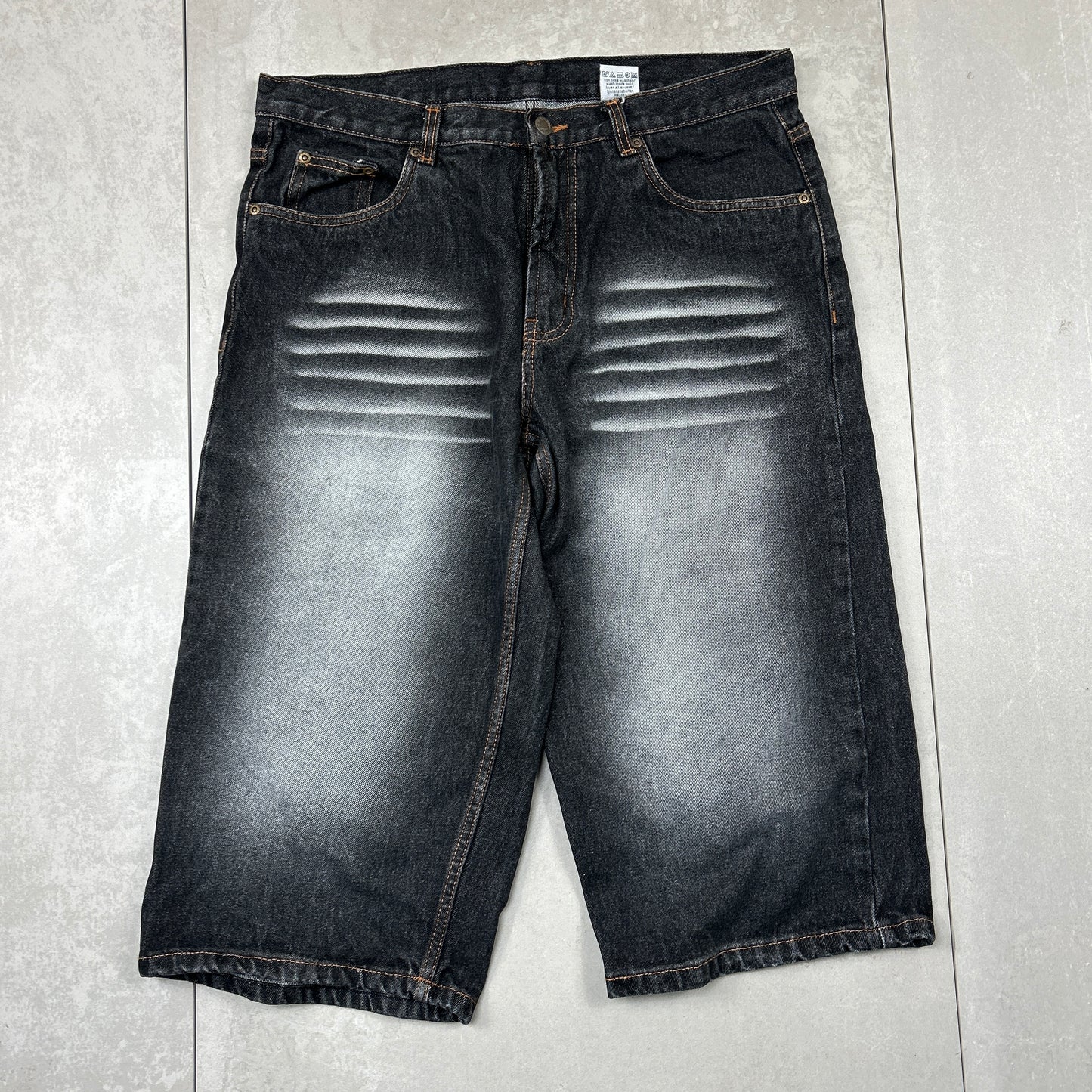 Vintage Embroidered Hip Hop Baggy Black Shorts Jorts - 36