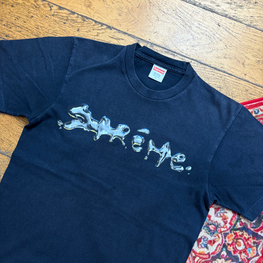 Vintage Supreme Dark Navy Spellout Graphic T-Shirt - XS