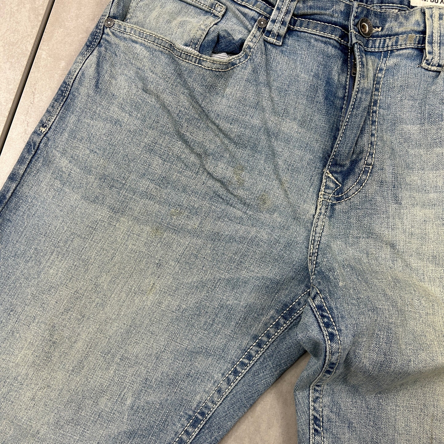 Vintage Embroidered Hip Hop Baggy Blue Jeans - 36