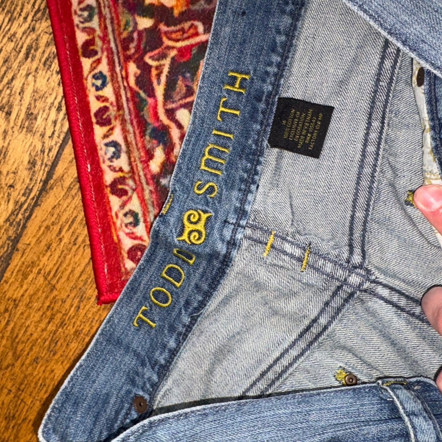 Vintage Blue Cargo Embroidered Y2K Hip Hop Jeans Shorts Jorts - 36
