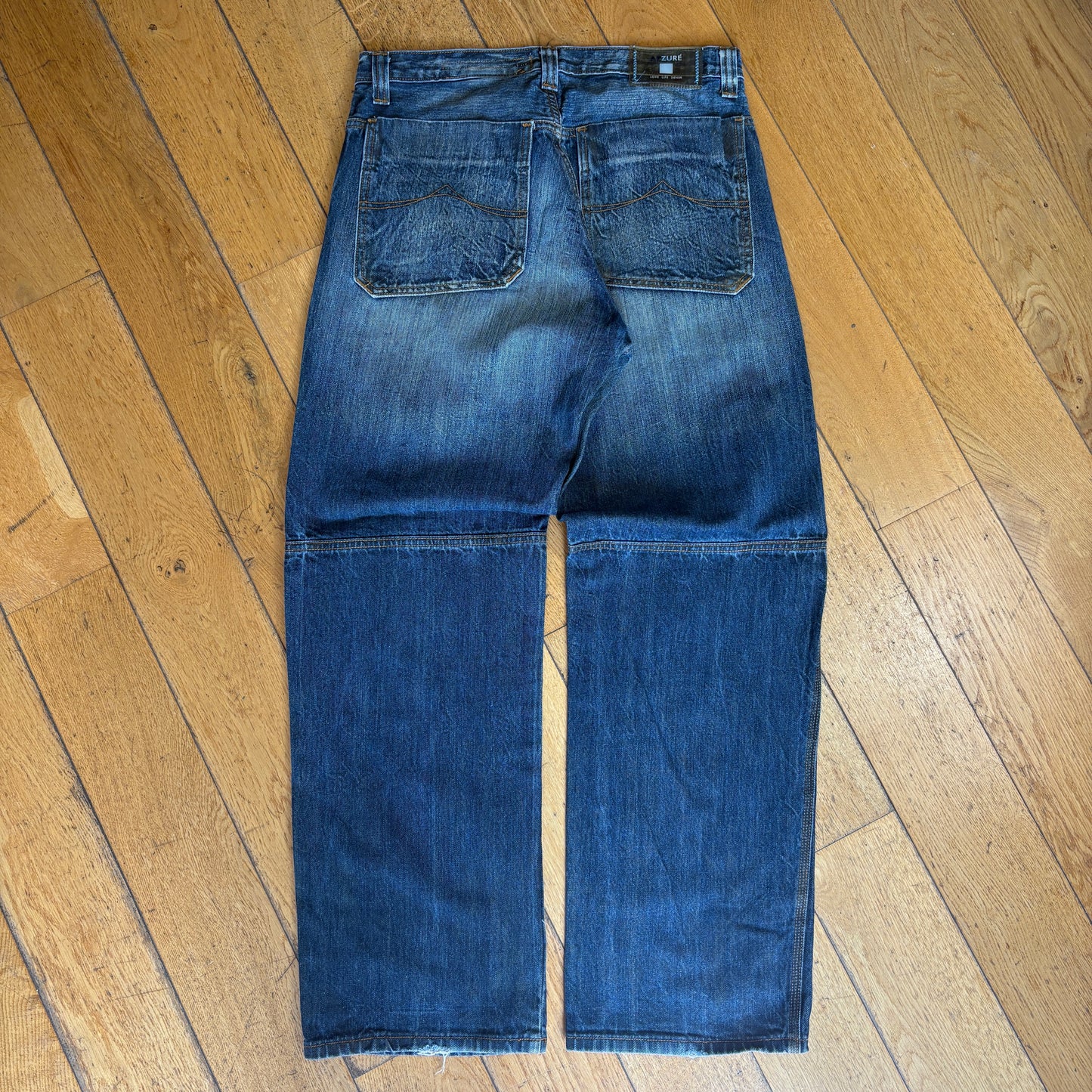 Vintage Azzure Embroidered Blue Hip Hop Baggy Jeans - 34