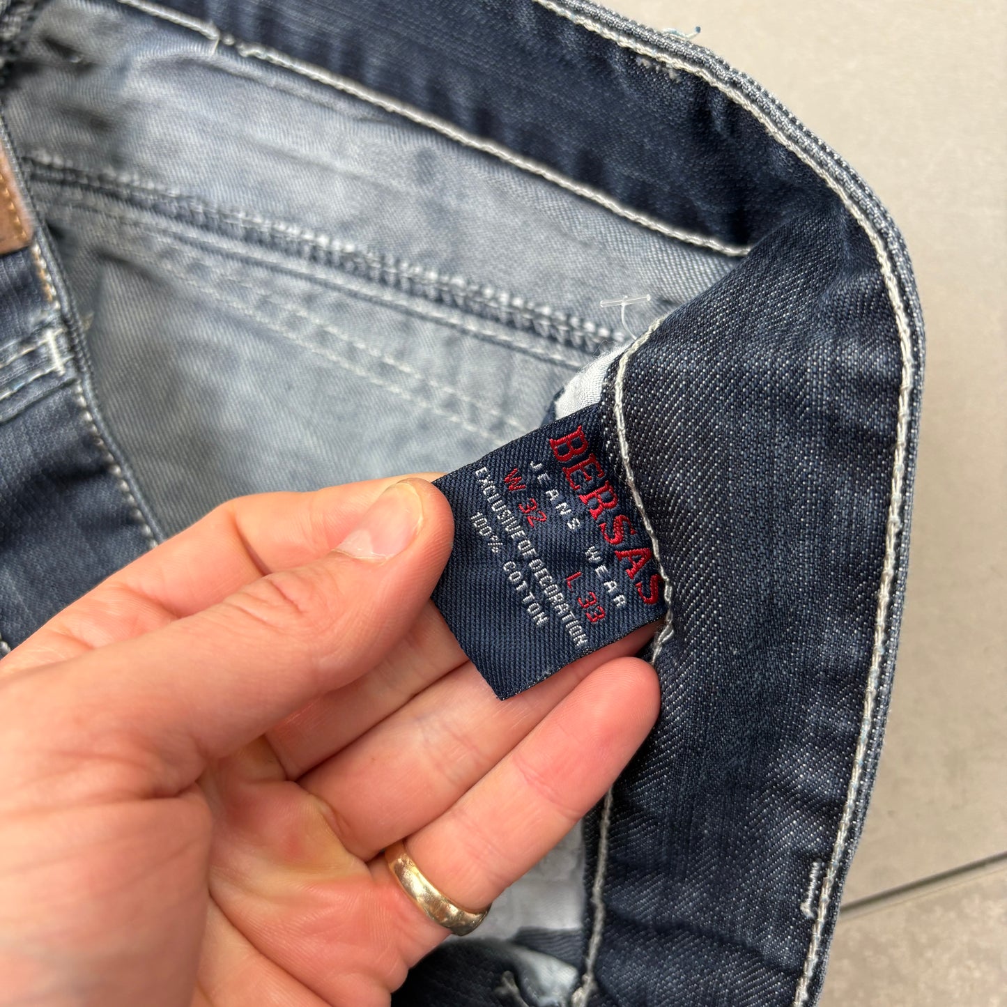 Vintage Embroidered Hip Hop Blue Baggy Jeans - 33