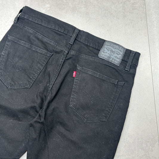 Vintage Levis 511 Slim Black Denim Shorts - 34