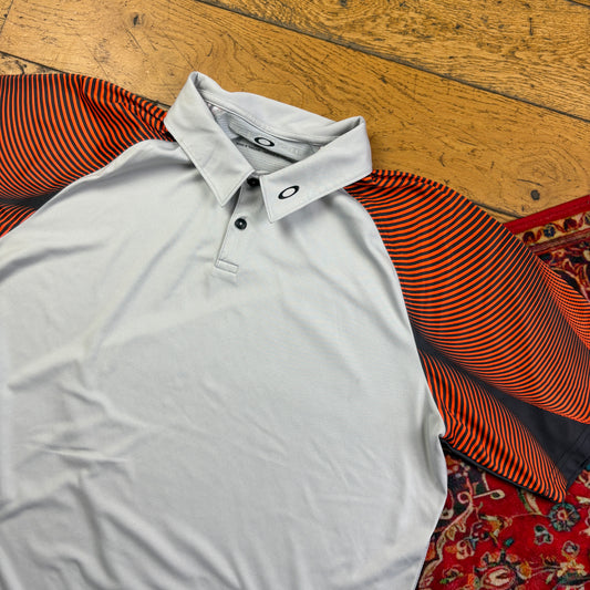 Vintage Oakley Grey Orange Sport Polo Shirt - XL