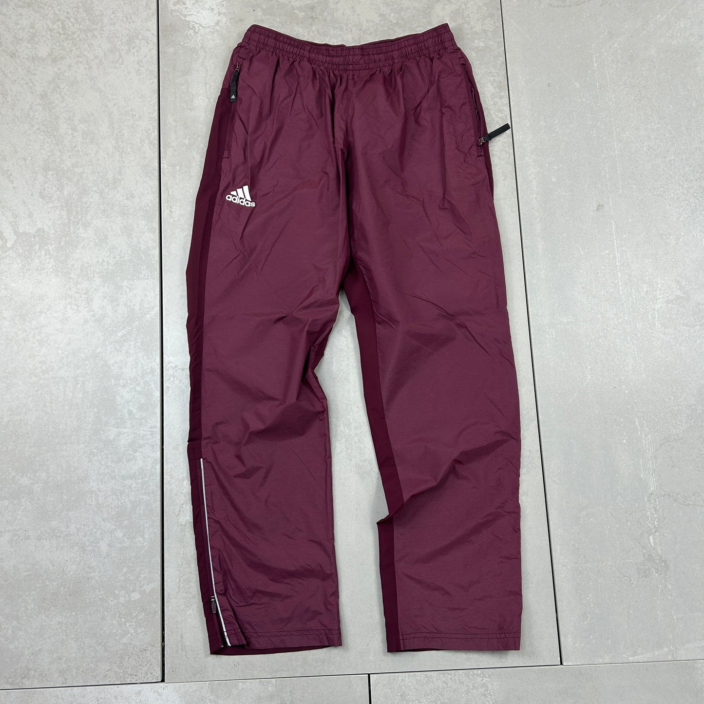 Vintage Adidas Burgundy Baggy Tracksuit Sweatpants Track Pants Bottoms - S