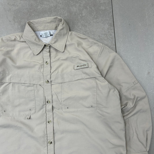 Vintage Columbia Cream Embroidered Shirt - L