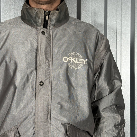 Oakley Software Black Silver Reversible Bomber Jacket - L