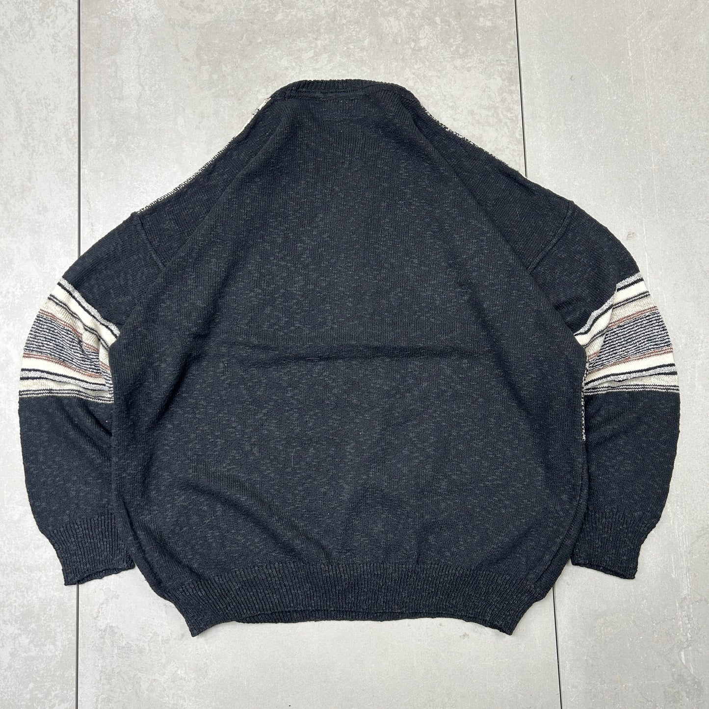 Vintage Coogi Style Italian Chunky Knit Black Jumper - XL
