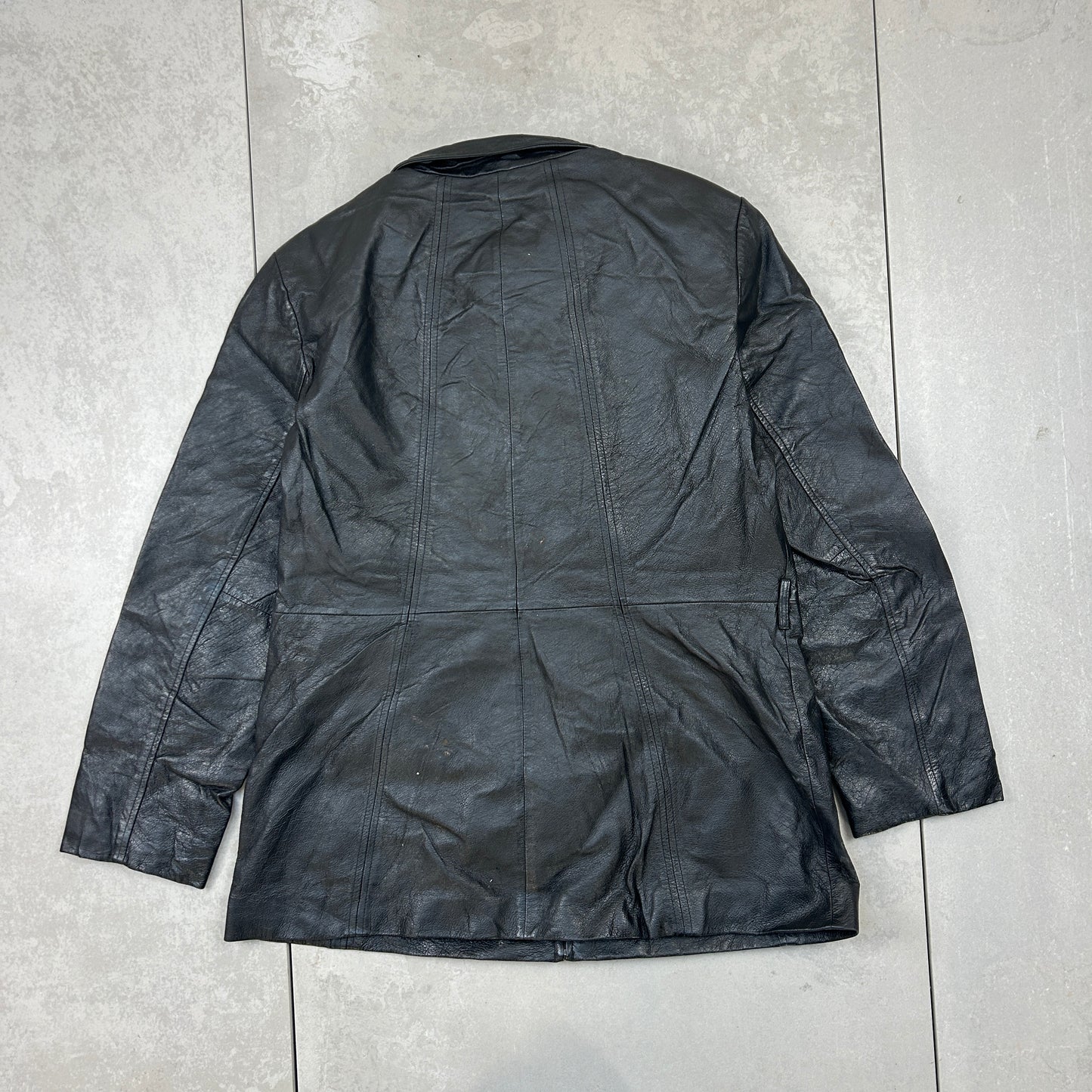 Vintage Aviator Pilot Flight Style Black Genuine Leather Bomber Jacket - L