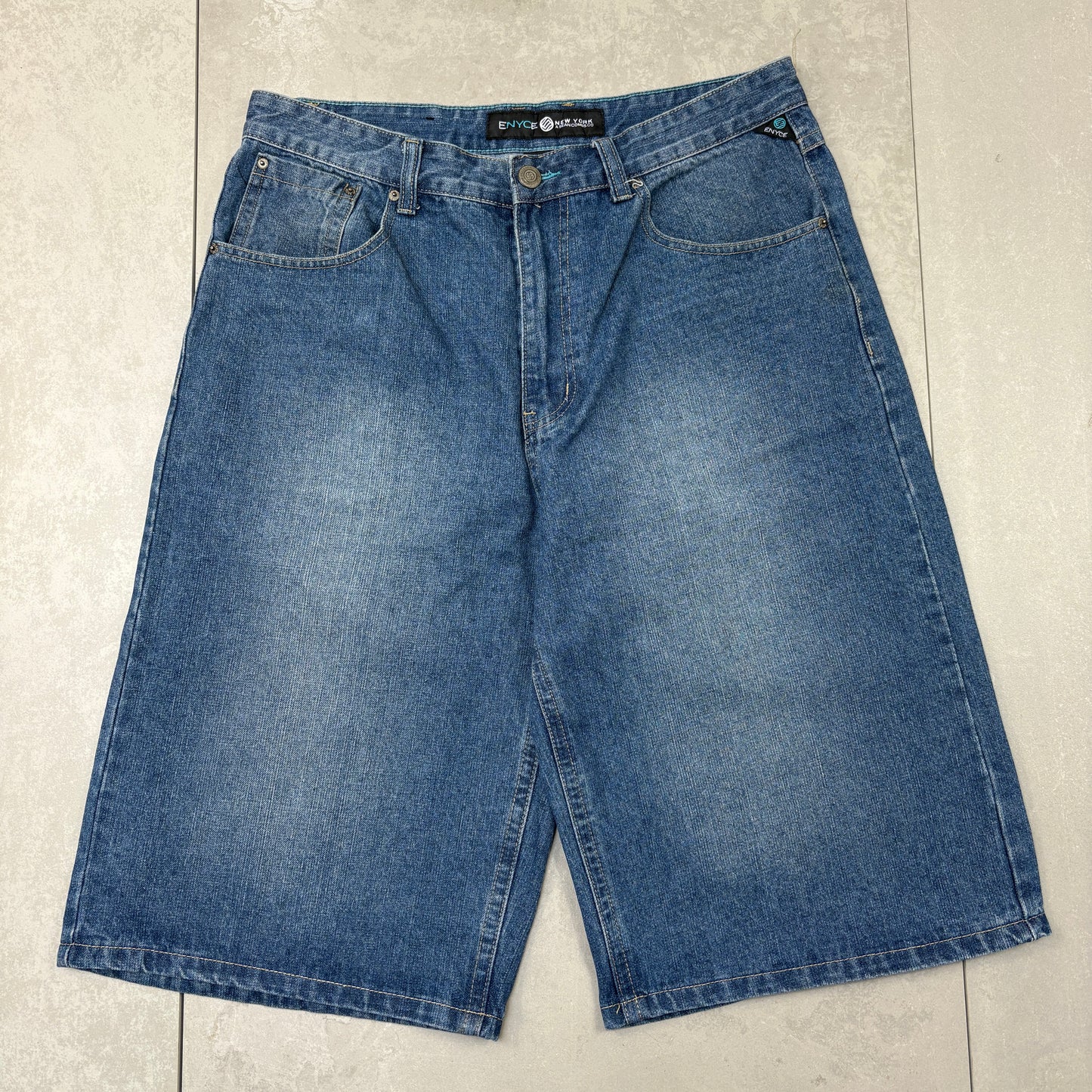 Vintage Enyce Embroidered Blue Hip Hop Baggy Shorts Jorts - 36