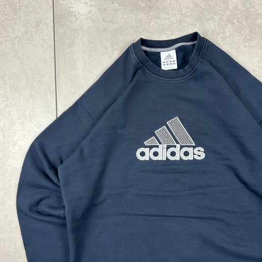 Vintage 00s Adidas Embroidered Navy Sweatshirt - XL