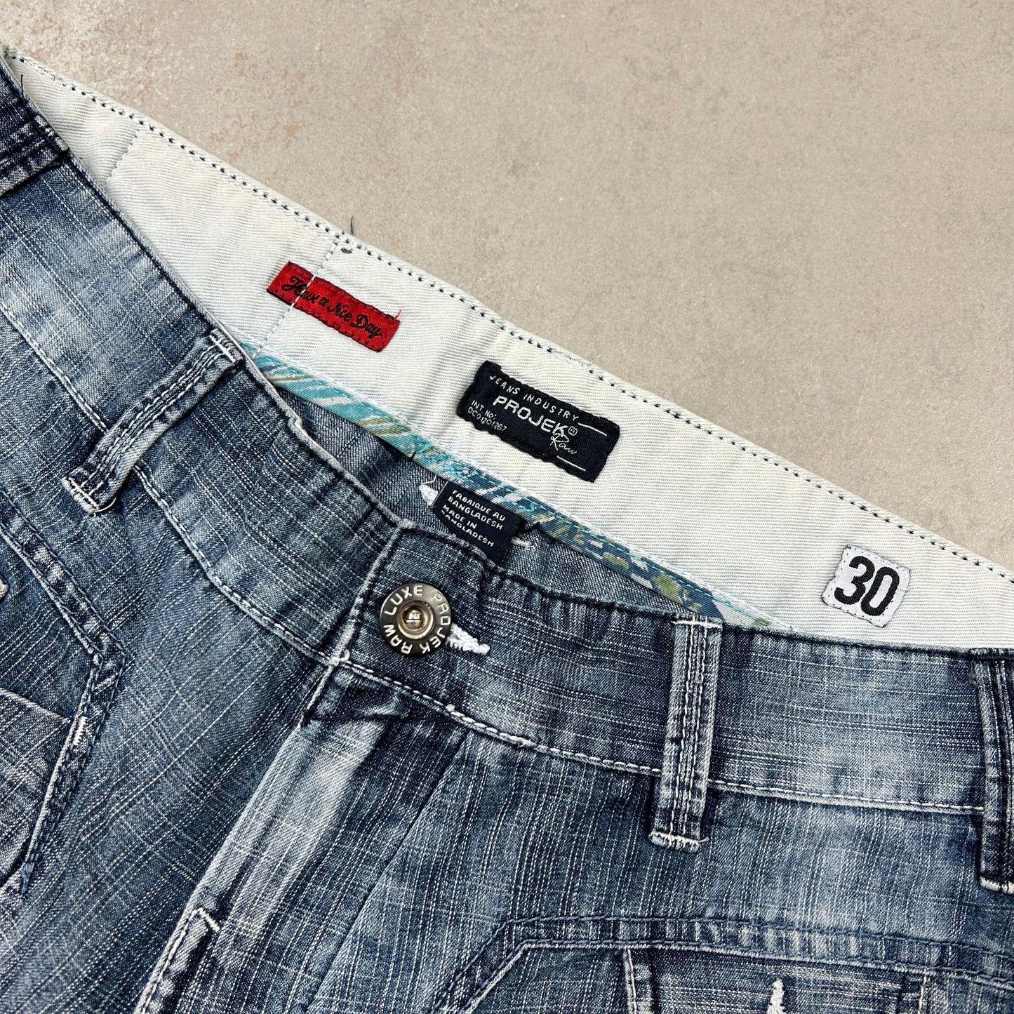 Vintage Embroidered Hip Hop Blue Shorts Jorts - 30