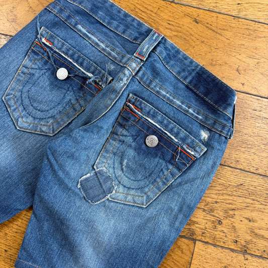 Vintage True Religion Blue Embroidered Y2K Shorts Jorts - Size 6