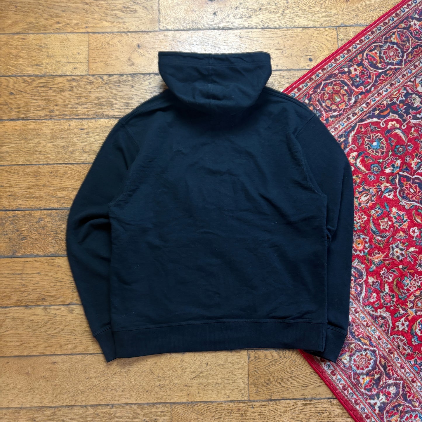 Vintage Champion Black Hoodie Sweatshirt - L