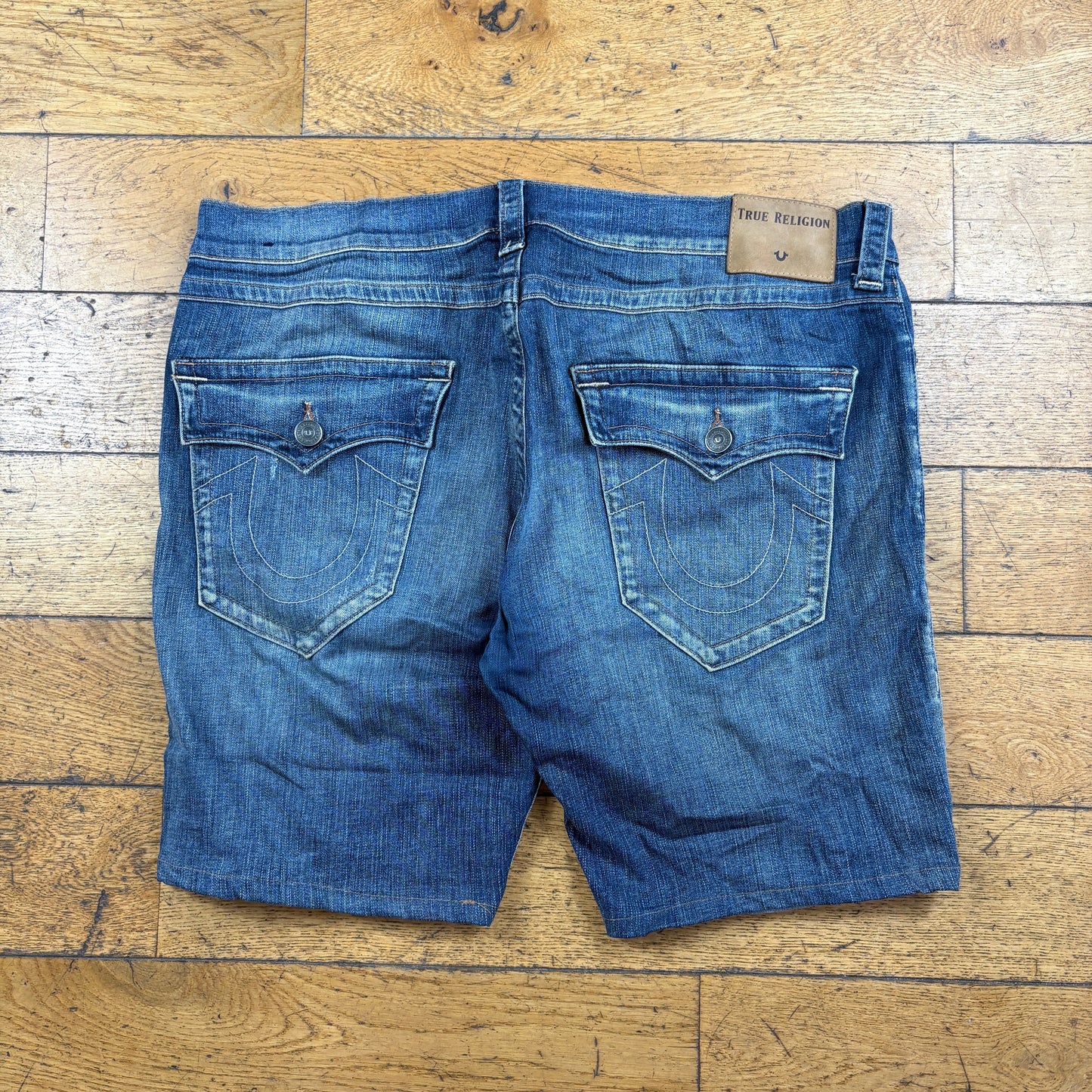 Vintage True Religion Blue Embroidered Y2K Shorts Jorts - 42