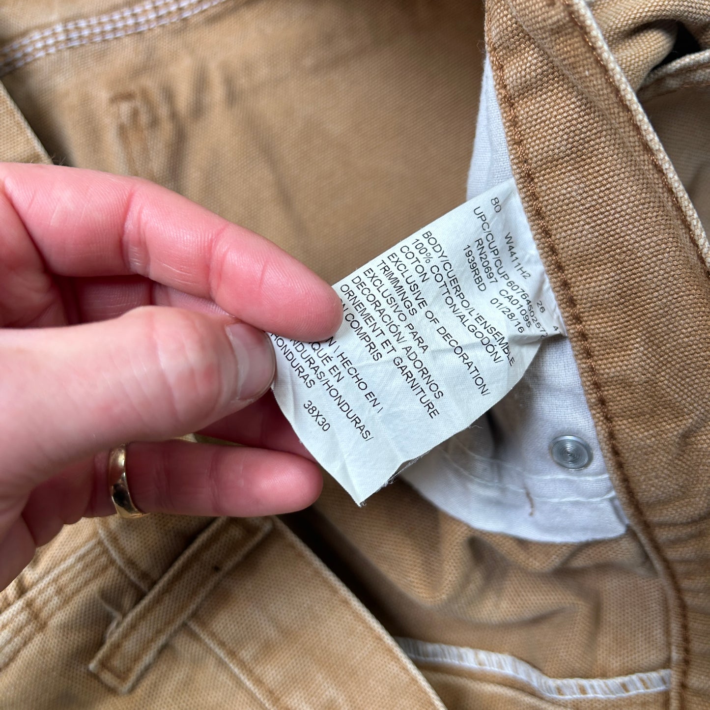 Vintage Dickies Workwear Carpenter Baggy Brown Trousers - 38