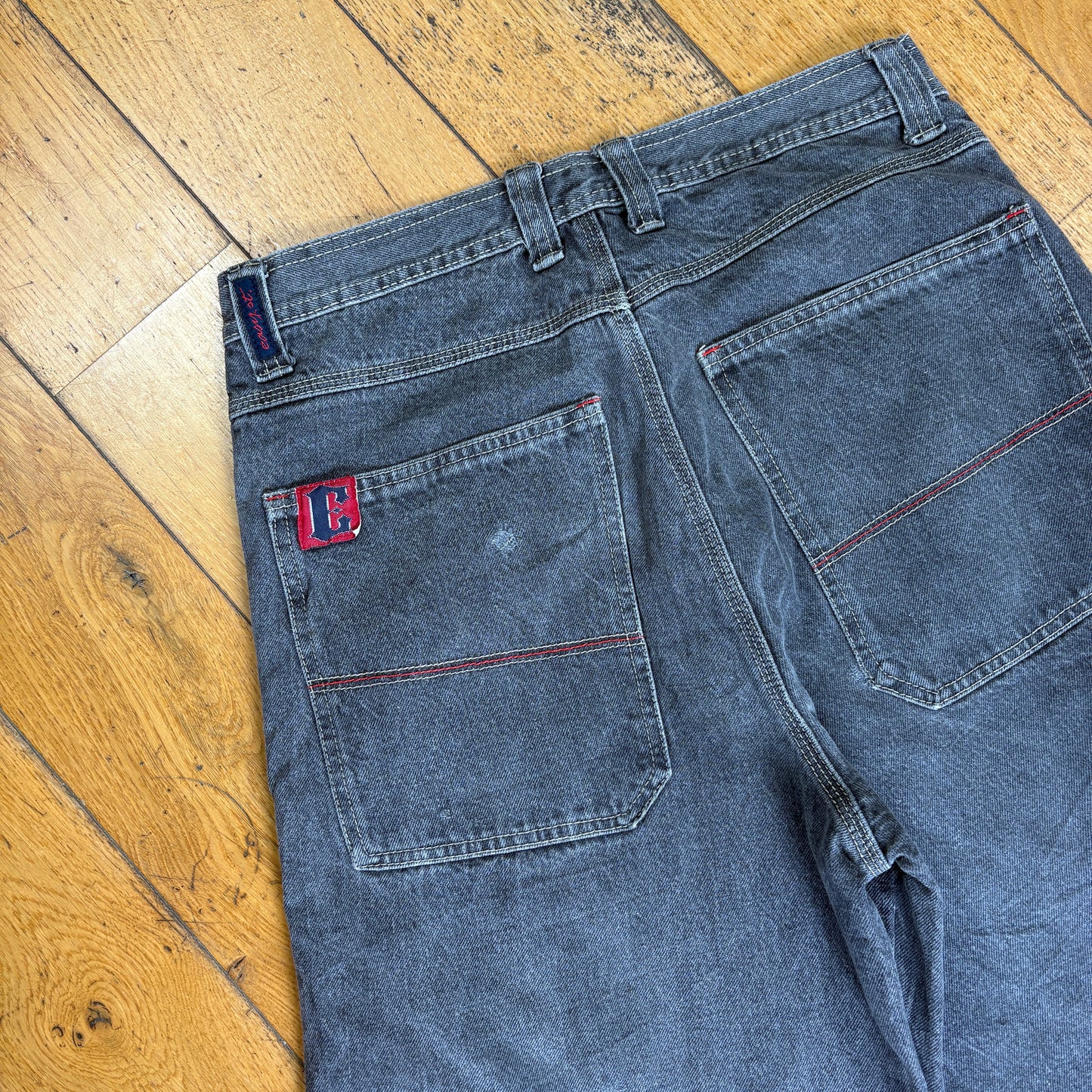 Vintage Easy Street Embroidered Hip Hop Black Baggy Shorts Jorts -
