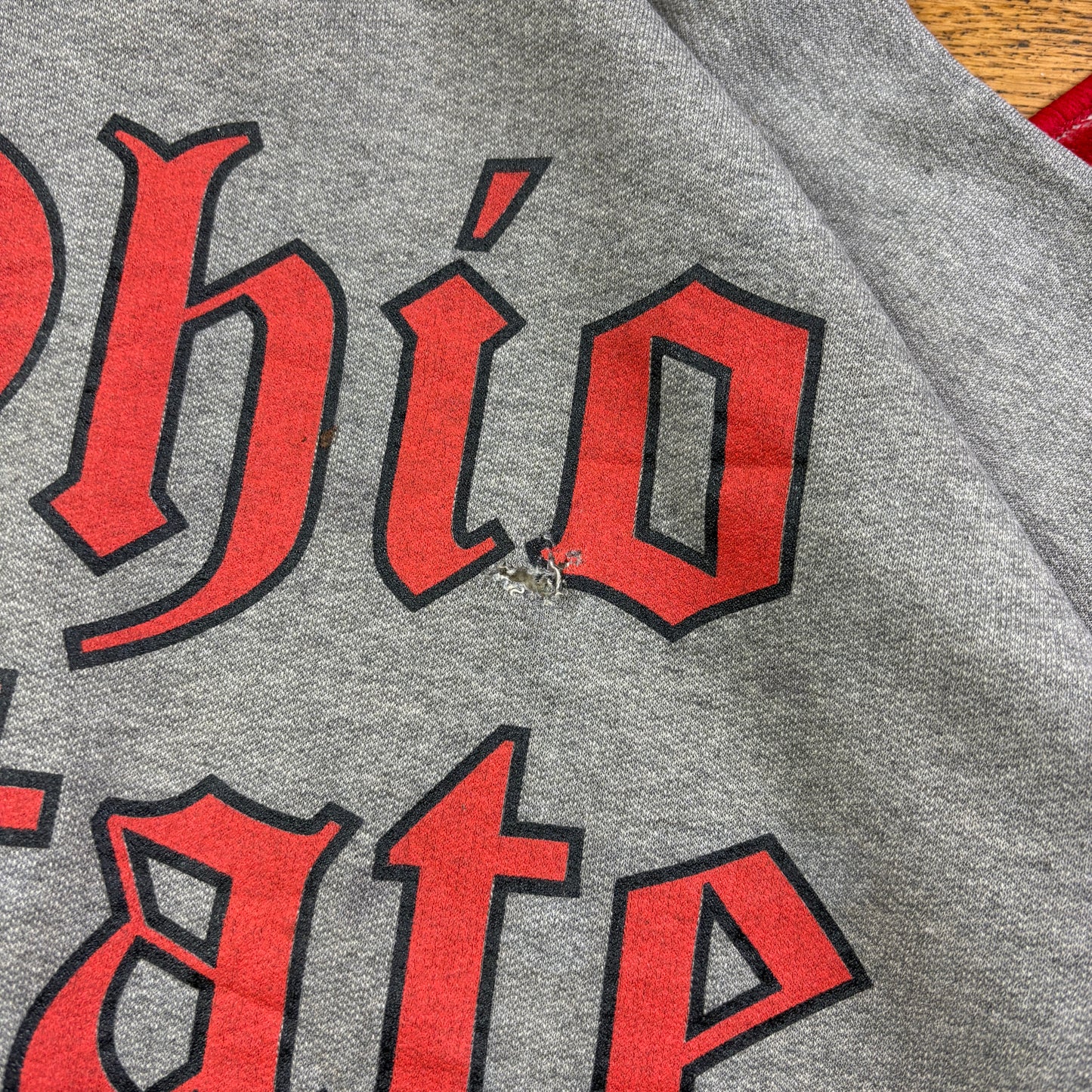 Vintage 90s Lee Ohio State USA College Grey Hoodie Sweatshirt - XL