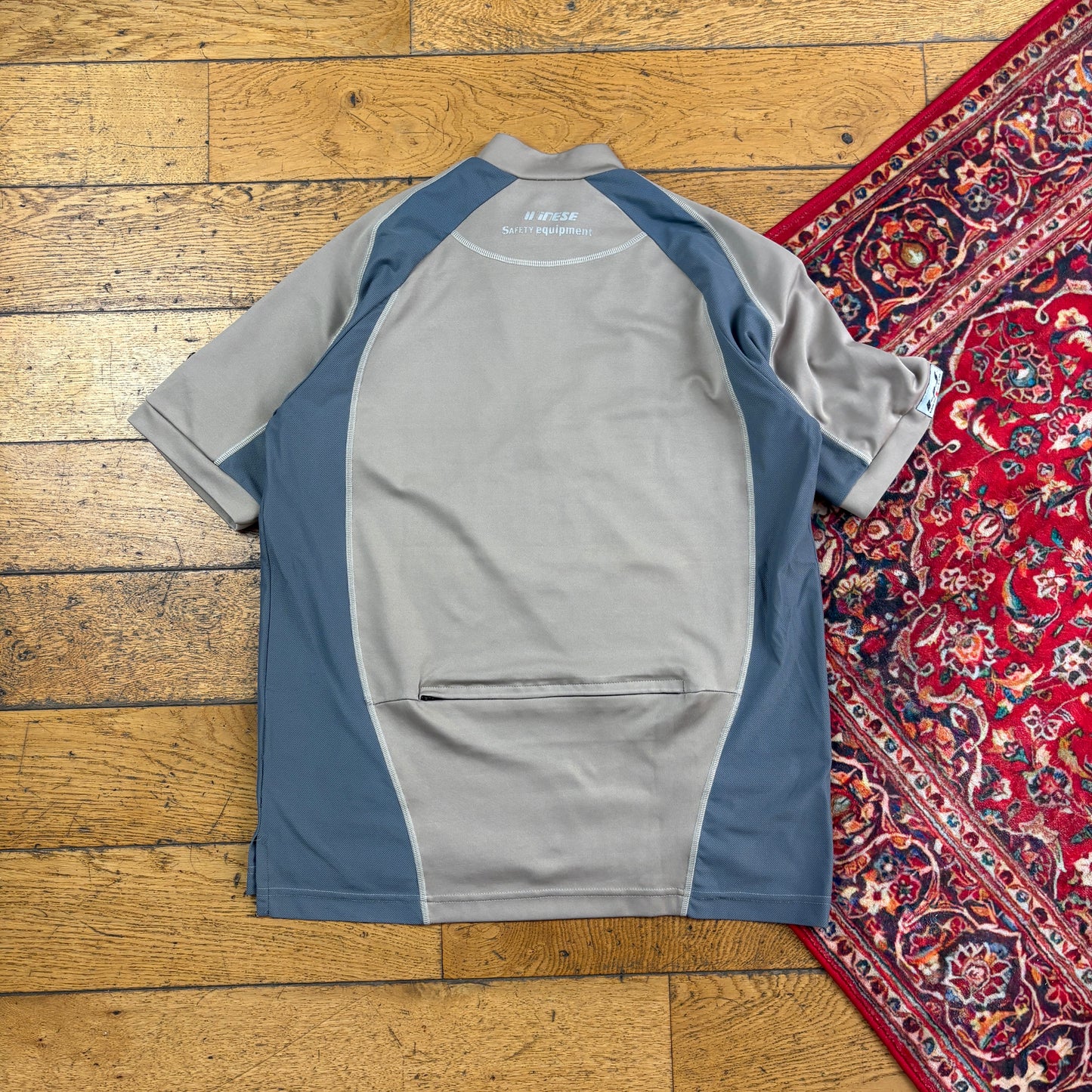 Vintage Grey Brown Cycling Zip T-Shirt - S