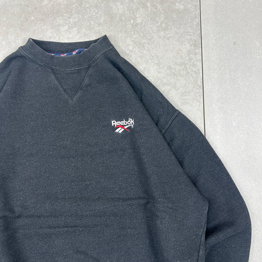 Vintage 90s Reebok Embroidered Black Sweatshirt - S