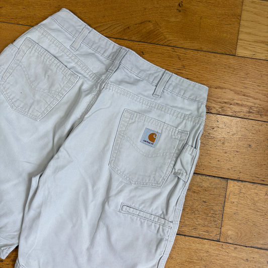 Vintage Carhartt White Womens Workwear Baggy Carpenter Shorts - Size 8