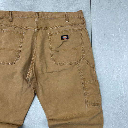 Vintage Dickies Workwear Carpenter Baggy Brown Trousers - 36