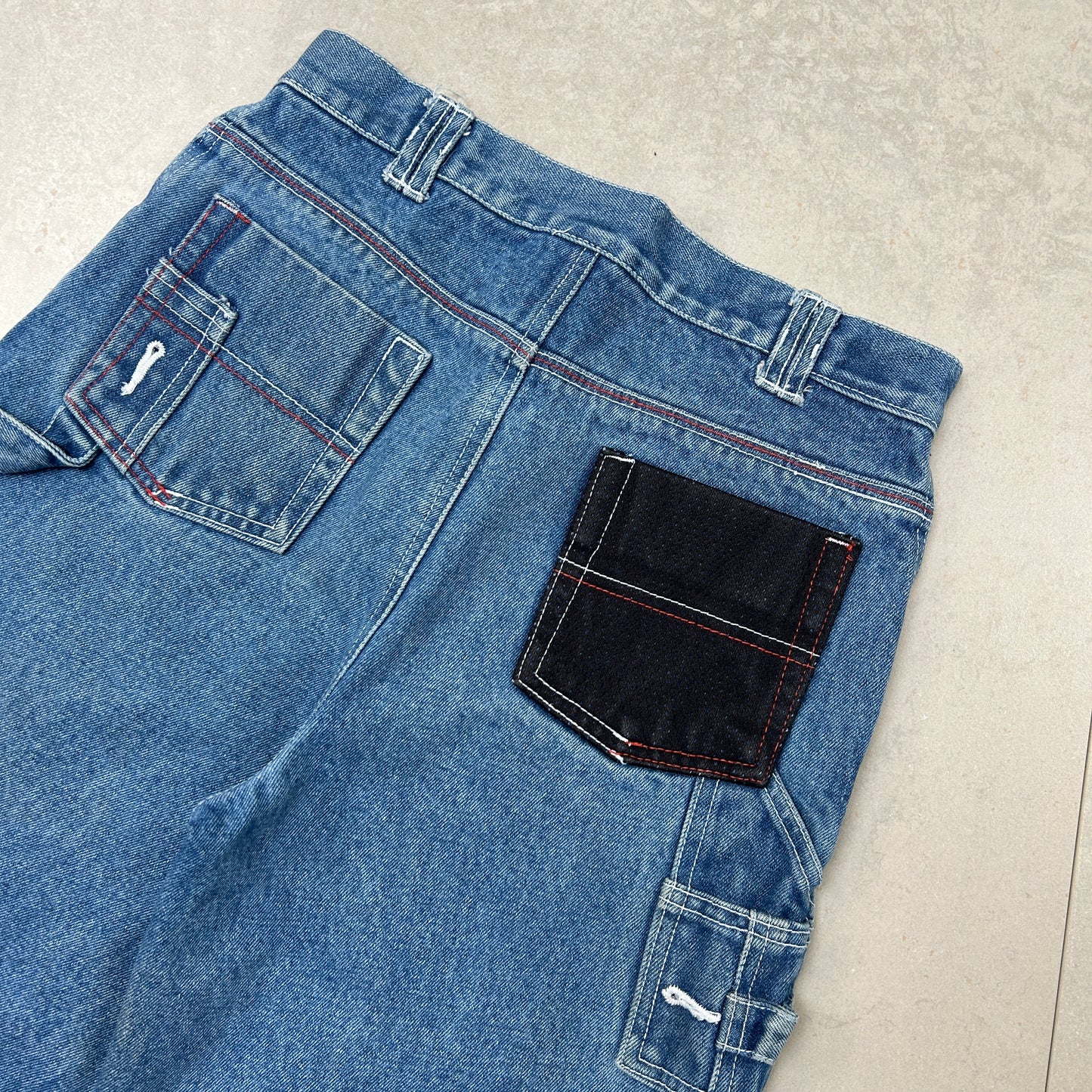 Vintage NY55 Embroidered Hip Hop Baggy Blue Shorts Jorts - 28