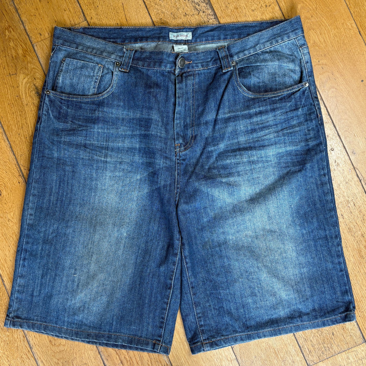Vintage Blue Ridge Embroidered Hip Hop Blue Baggy Shorts Jorts - 42