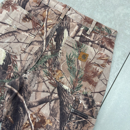 Vintage Carhartt Workwear Brown Realtree Camo Baggy Carpenter Shorts - 33