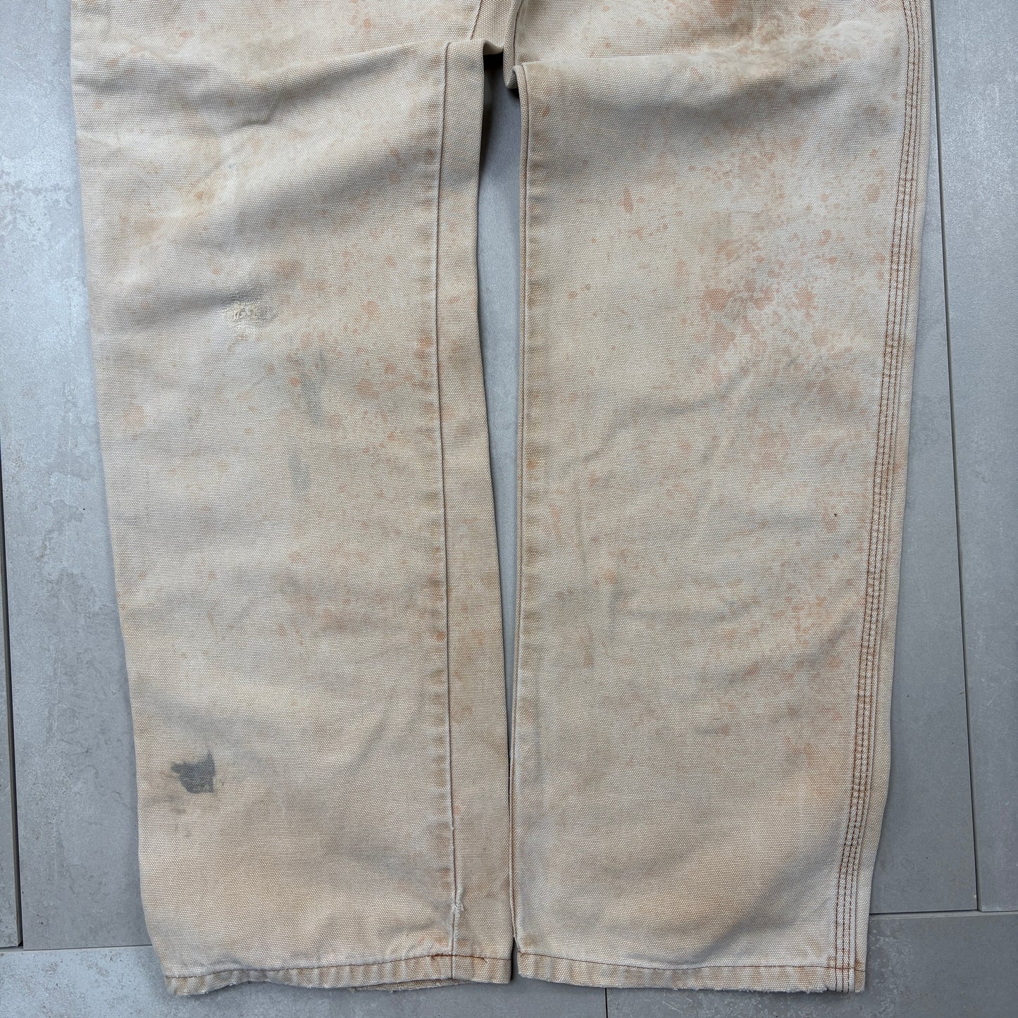 Vintage Dickies Workwear Cream Brown Carpenter Baggy Trousers - 32