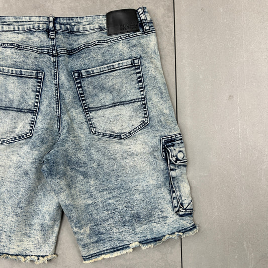 Vintage Hip Hop Baggy Blue Acid Wash Shorts Jorts - 36