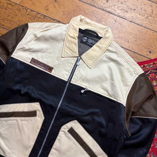 Vintage Egemony Cream Black Nylon Workwear Jacket - XL