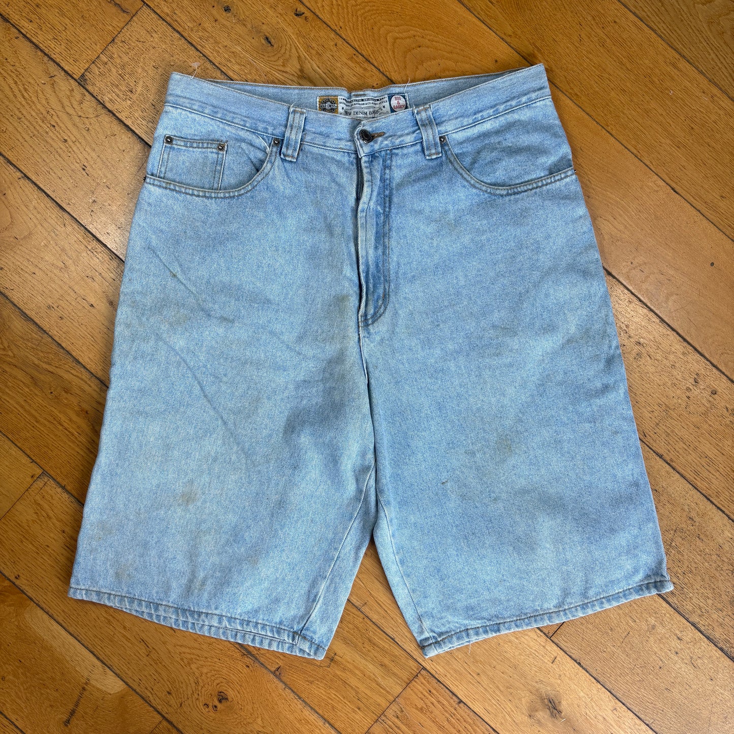 Vintage Bugle Boy Hip Hop Baggy Blue Carpenter Shorts Jorts - 36