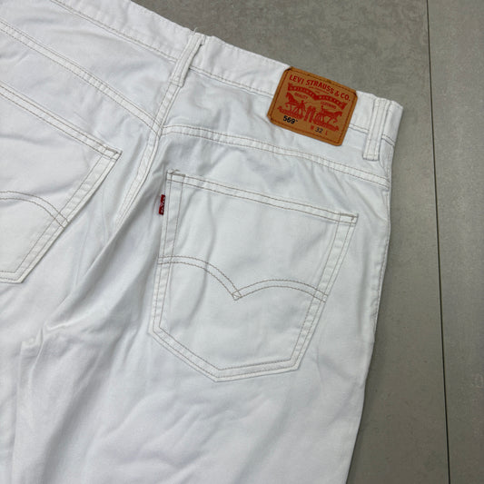 Vintage Levis 569 Baggy White Denim Shorts - 32